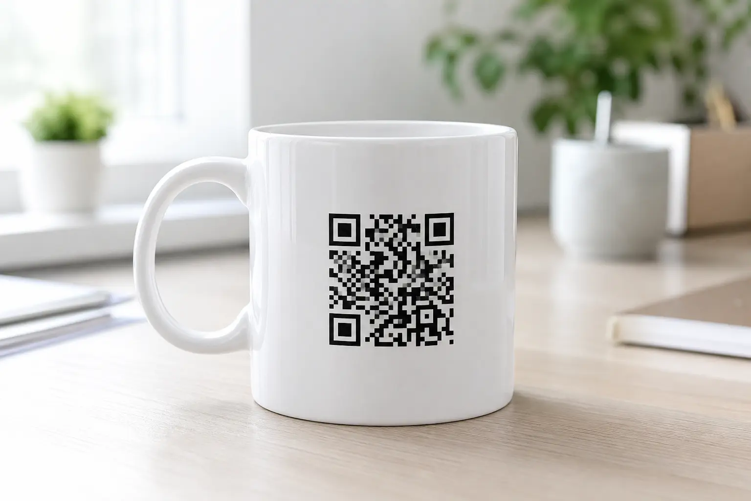 Czy QR kod na kubku z logo ma sens?
